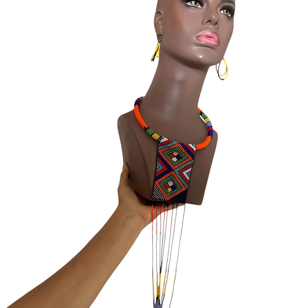 Colorful Beaded Necklace and Earring Set
